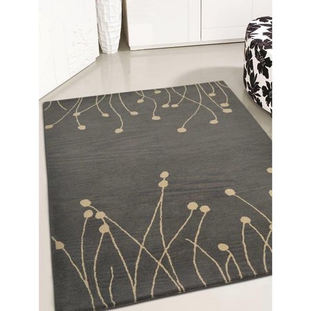 GLITZY RUGS 4 x 6 ft. Hand Tufted Wool Floral Rectangle Area RugGrey & White UBSK00509T1431A4